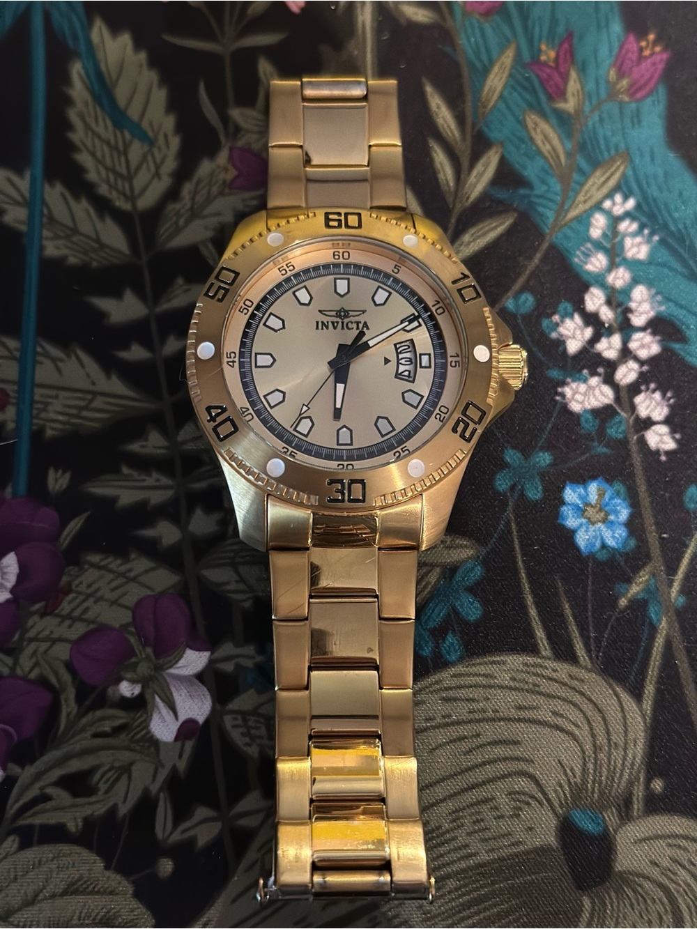 Invicta Gold Tone Men’s Bracelet Watch with Cream Dial